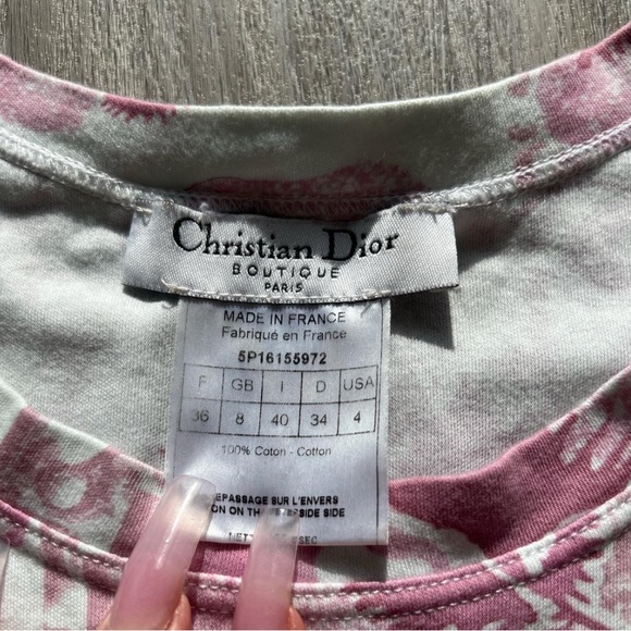 Vintage Dior Floral Sleeveless Tank Top - Pink & White - Picture 3 of 4